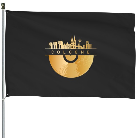 Discover Cologne Skyline DJ Vintage Record House Flag