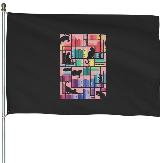 Discover Book Lovers Rainbow bookshelf House Flags