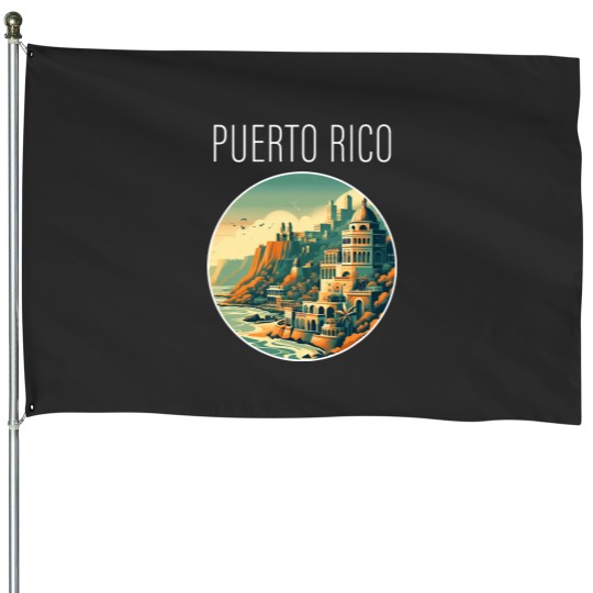 Discover Puerto Rico scenery Art Deco 2024 House Flags