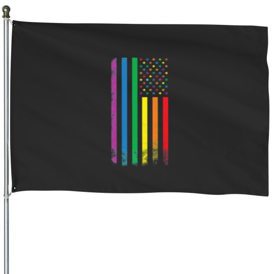 Discover Rainbow American Flag House Flags