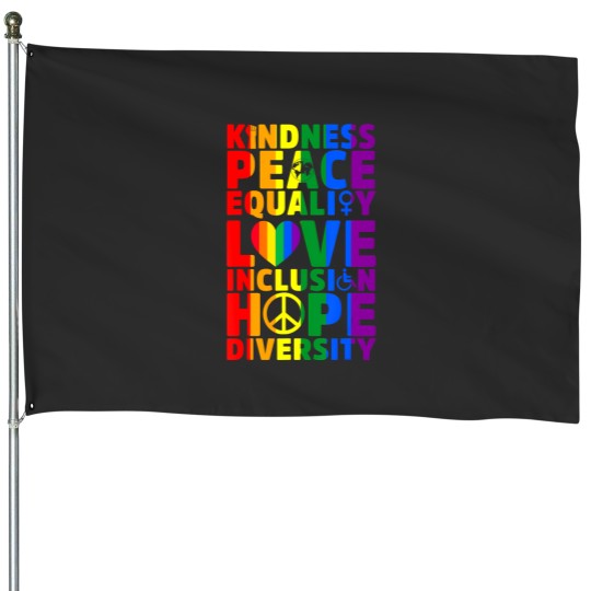 Discover kindness peace equality love inclusion hope diversity lgbt House Flags