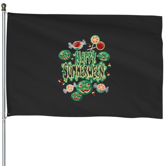 Discover Happy Summerween! Halloween in summer House Flags