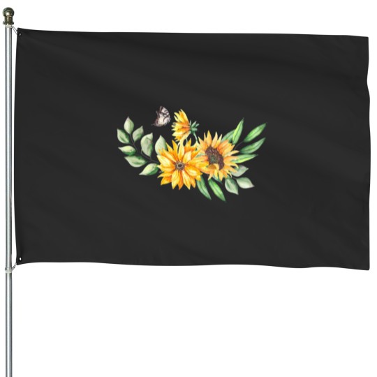 Discover Funny Sunflower Butterflies Dreams Monarchs Natural House Flags