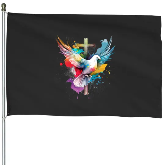 Discover holy spirit dove praise jesus pentecost House Flags