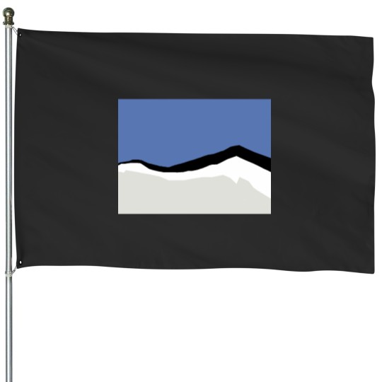 Discover Black white gray and blue abstract mountain design House Flags