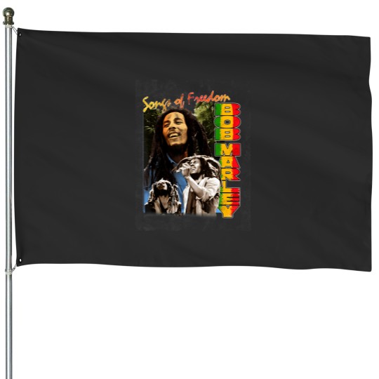 Discover bob marley freedom vintage reggae music by rock off t House Flags