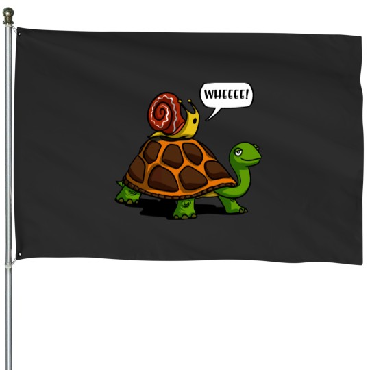 Discover Snail Riding Turtle House Flags