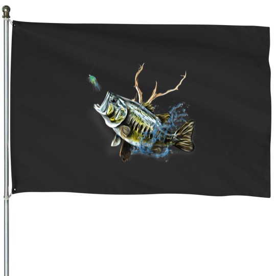 Discover largemouth bass fishing men, women kids largemouth bass t House Flags