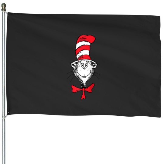 Discover Dr Seuss The Cat in stovepipe hat Face Raglan Baseball House Flags