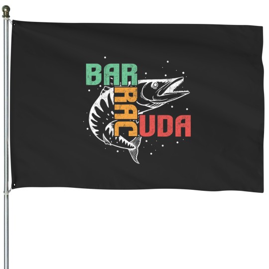 Discover Great Barracuda Cuda Fishing Wildlife Saltwater Fish Art 22 House Flags
