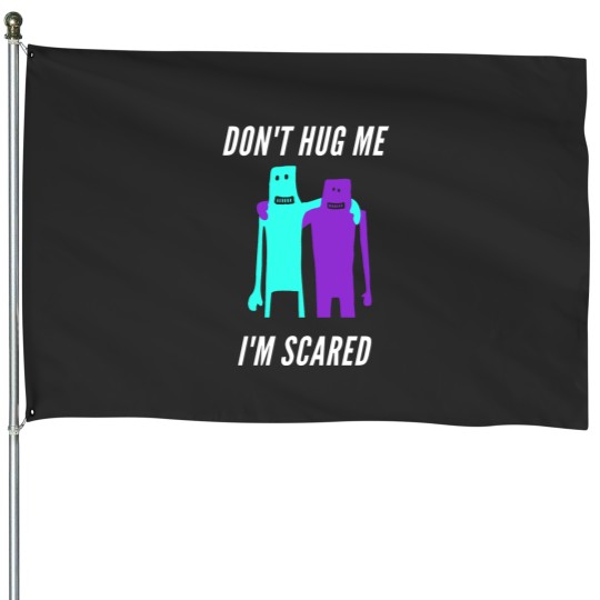 Discover Don't hug me i'm scared cyan and purple House Flags