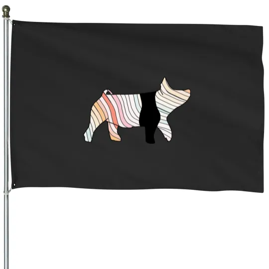 Discover Wave show pig Sticker House Flags