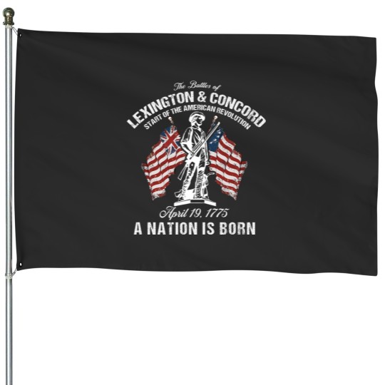 Discover Battle of Lexington and Concord American Revolution History House Flags