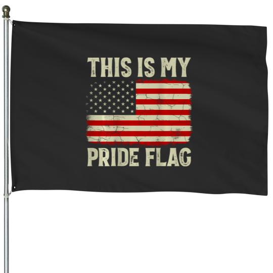 Discover this is my pride flag 4th of july patriotic usa flag on back House Flags