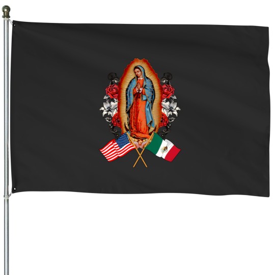 Discover our lady virgen de guadalupe mexican american flag House Flags