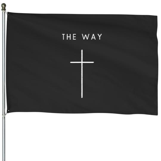 Discover the way cross minimalist christian religious jesus House Flags