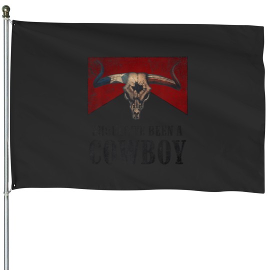 Discover should've been a cowboy vintage bull skull western country House Flags