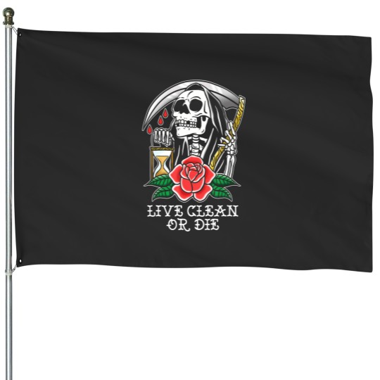 Discover live clean or die recovery aa na edgy narcotics anonymous House Flags