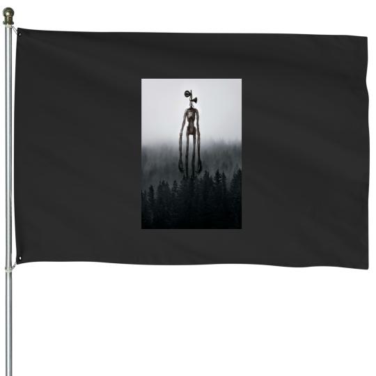 Discover Siren head in pine forest House Flags