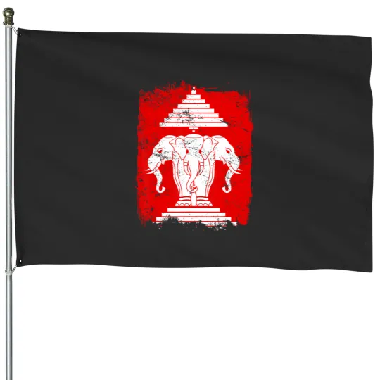 Discover laos erawan three headed elephant kingdom of laos House Flags