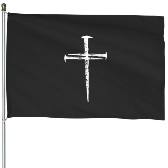 Discover jesus cross three nails christian vintage House Flags