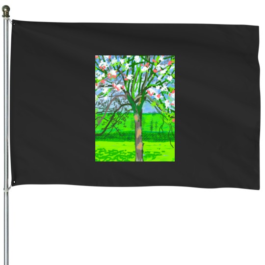 Discover david hockney spring digital painting for sale Metal Print Bronc   4 House Flags