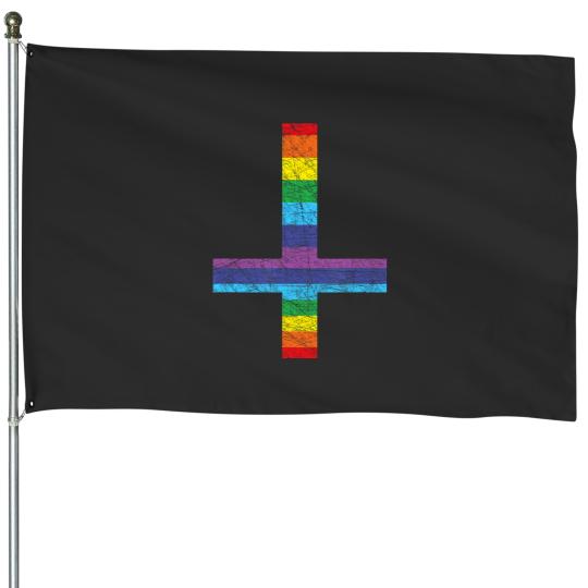 Discover gay satanic occult st peters cross lgbtq pride month House Flags