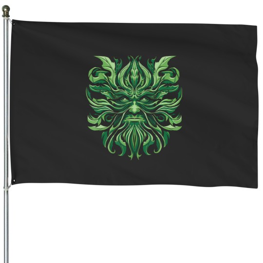 Discover celtic green man pagan mytholical god celtic mythology House Flags