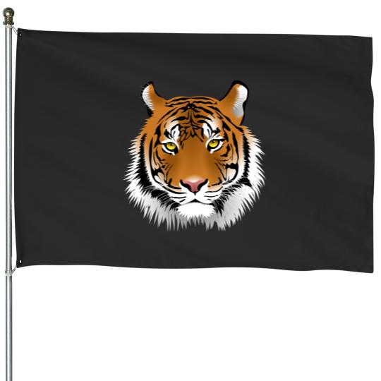 Discover Beautiful Tiger Face Design House Flags
