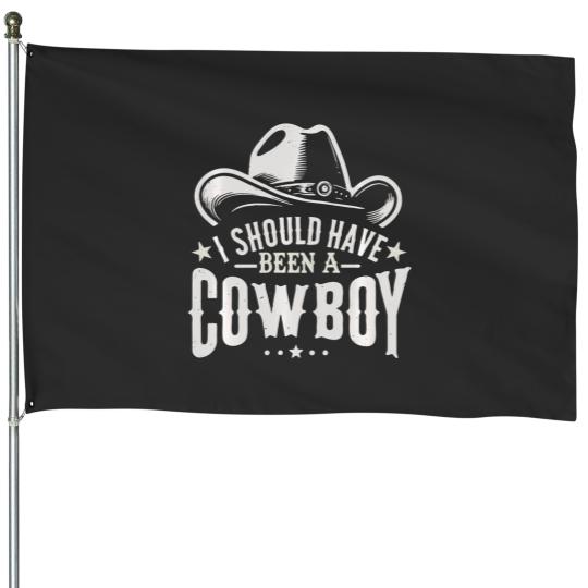 Discover vintage i should have been a cowboy hat western country sweat House Flags