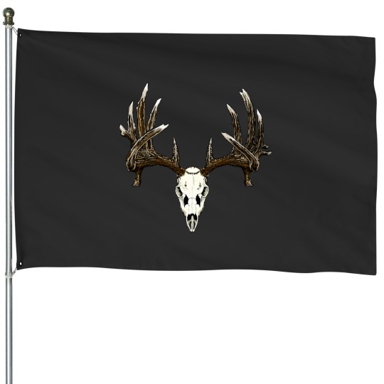 Discover Whitetail Deer Skull Funny House Flags