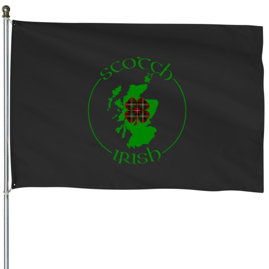 Discover tartan shamrock scotland , scotch irish pride gift House Flags