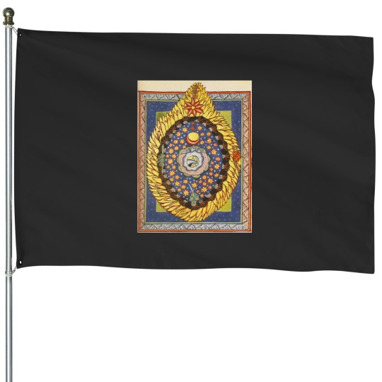 Discover Cosmic Egg by Saint Hildegard of Bingen Aberdeen Bestiary Graphic House Flags