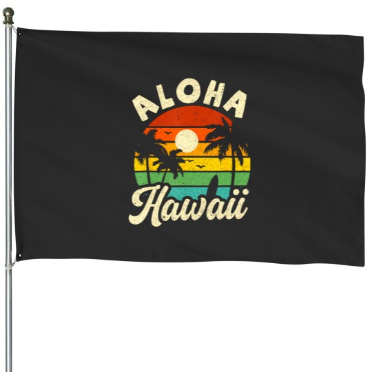 Discover aloha hawaii hawaiian island beach vacation summer House Flags