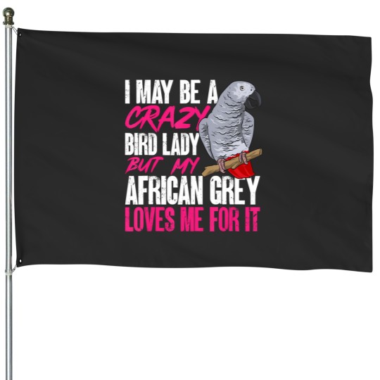 Discover african grey parrot mom bird lady House Flags