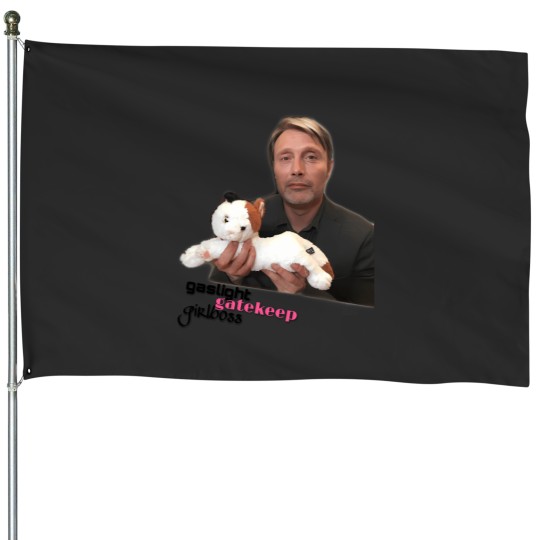 Discover Mads Mikkelsen Gaslight Gatekeep Girlboss Corgi House Flags