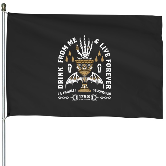 Discover Drink From Me - Lestat Vampire - Gothic Quote cat House Flags