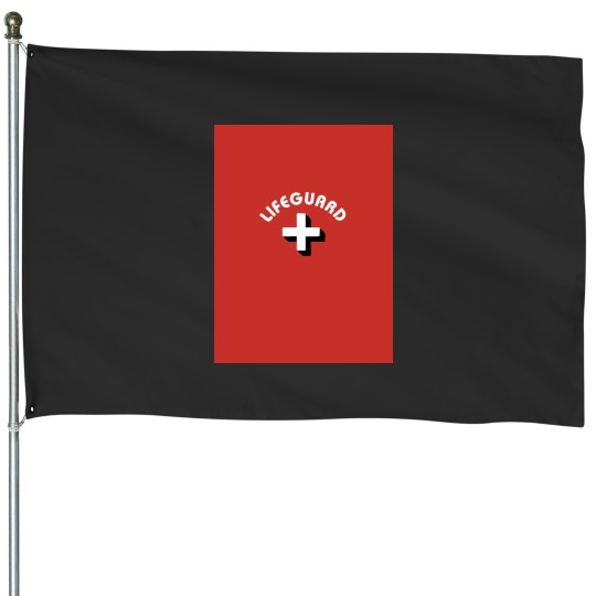 Discover Red Lifeguard Graphic House Flags