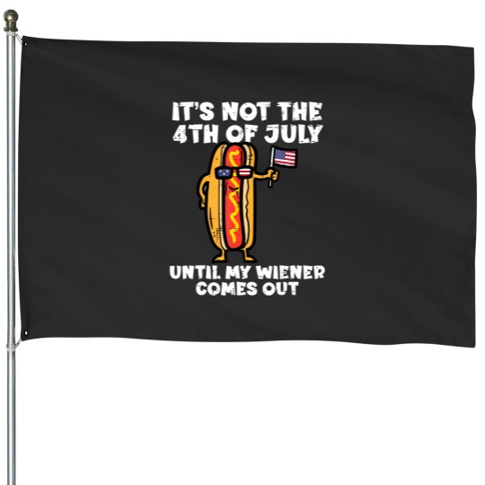 Discover not 4th july wiener hotdog american flag patriotic wo House Flags