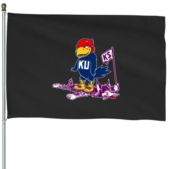 Discover Vintage Ku Vs. K-State Mascot House Flags