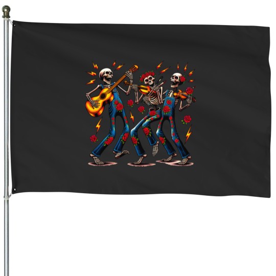 Discover Dead Skeletons Grateful Roses Guitar Violin Dance Party House Flags