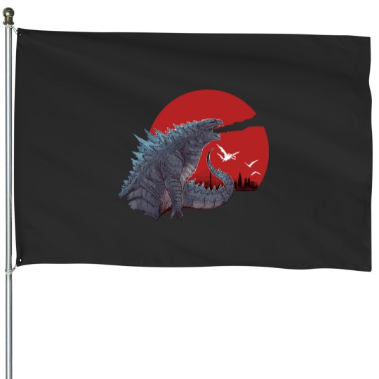 Discover Scared Godzila Monster Vintage House Flags