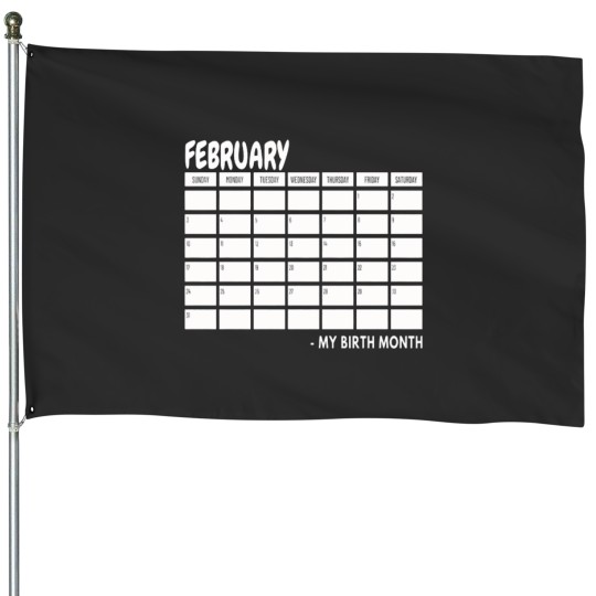 Discover Birth Month - February Black House Flags
