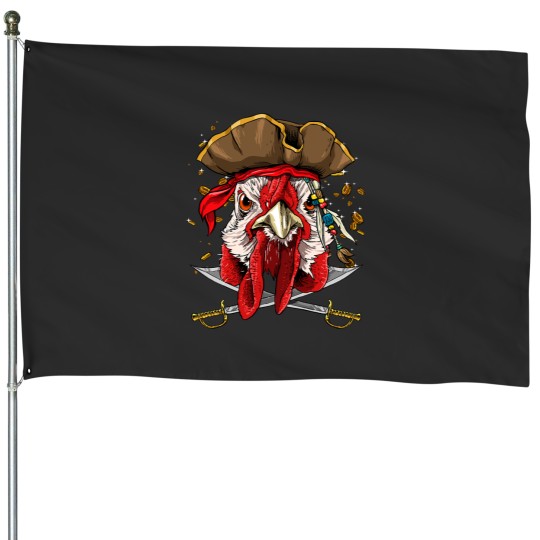 Discover Pirate Chicken Jolly Roger Flag Nautical Farm Chicken Lover House Flags