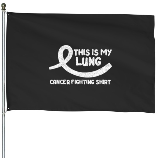Discover Cancer Fighter White Ribbon Warrior Lung Cancer Awareness House Flags