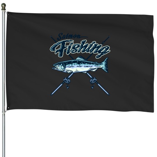 Discover Happy Salmon Fishing House Flags