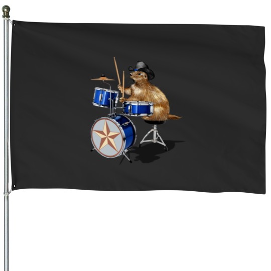 Discover Prairie Dog Drummer House Flags