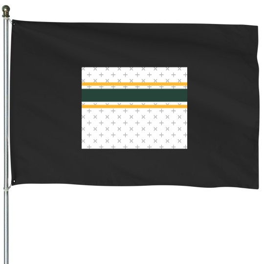 Discover White, Green, &amp Gold Power Stripe House Flags