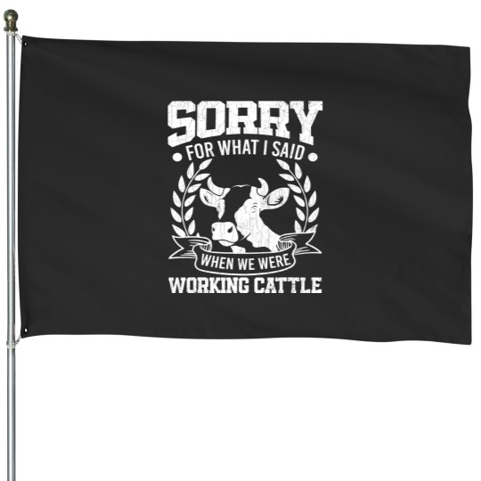 Discover We Were Working Cattle Funny Cute Cows Animal Lover Graphic House Flags