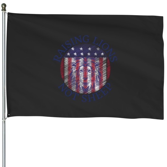 Discover Raising lions not sheep, American flag design House Flags